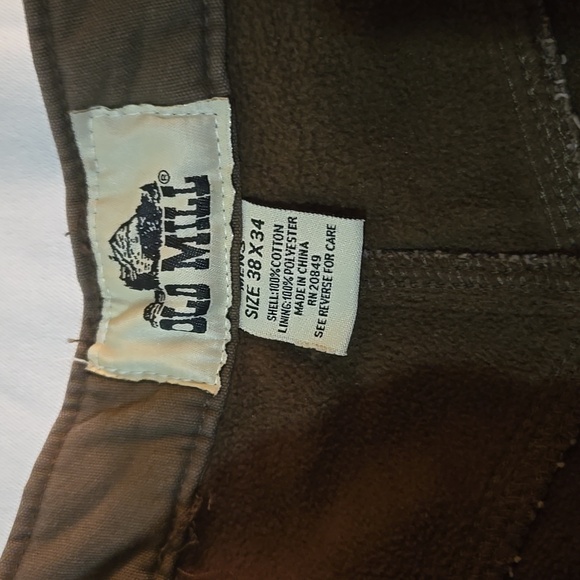 Old MILL ORIGINAL FIT Men's Brown Canvas Fleece Pants Jeans Size W38 L34 - Picture 3 of 5